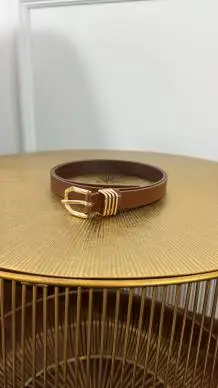 Pasek skórzany Erin brązowy-złoty