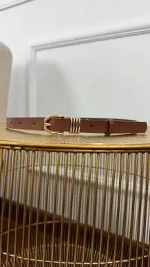 Pasek skórzany Erin brązowy-złoty