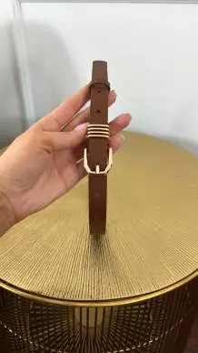 Pasek skórzany Erin brązowy-złoty