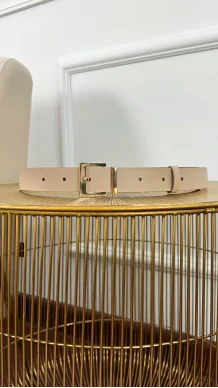 Pasek skórzany Harlow beżowo-złoty