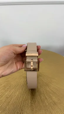 Pasek skórzany Harlow beżowo-złoty