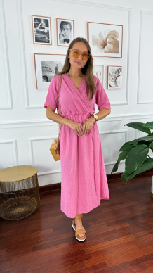 Muślinowa sukienka maxi Zoya różowa