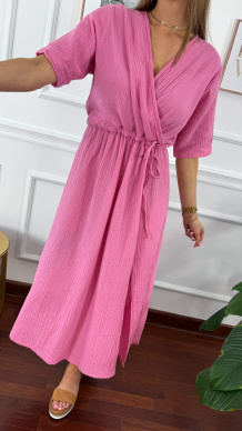 Muślinowa sukienka maxi Zoya różowa
