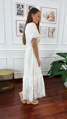 Ażurowa sukienka maxi Agnese biała