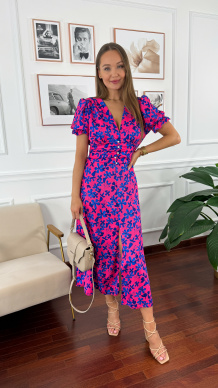Sukienka maxi w kwiatowy print Della pink
