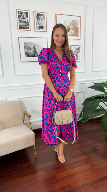 Sukienka maxi w kwiatowy print Della pink