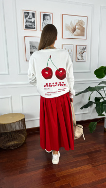 Bawełniana bluza Gaby biała cherry