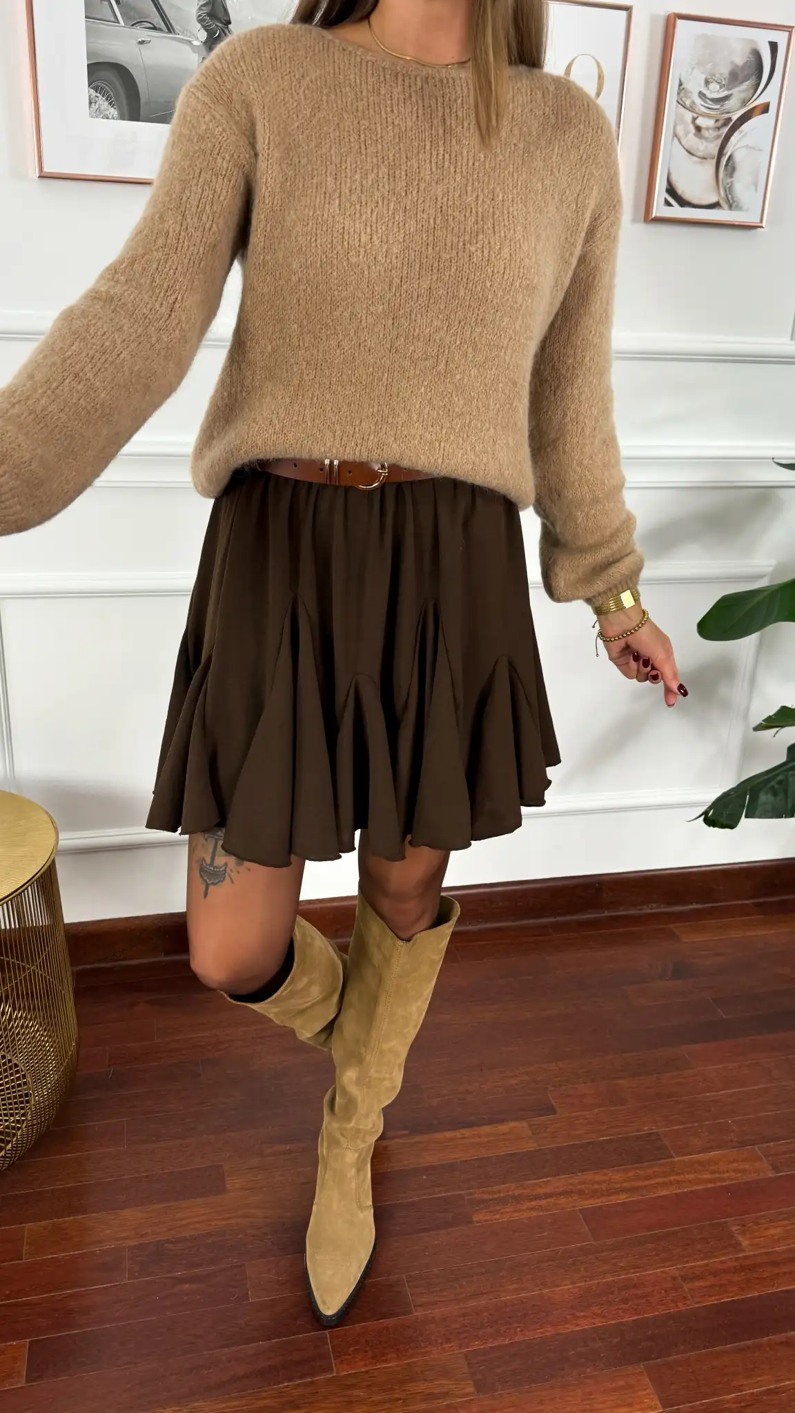 Wełniano-moherowy sweter Viola camel