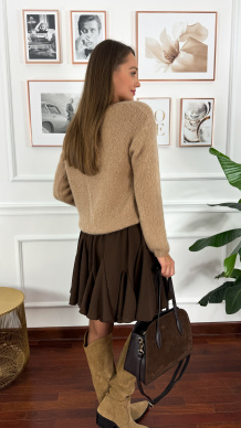 Wełniano-moherowy sweter Viola camel