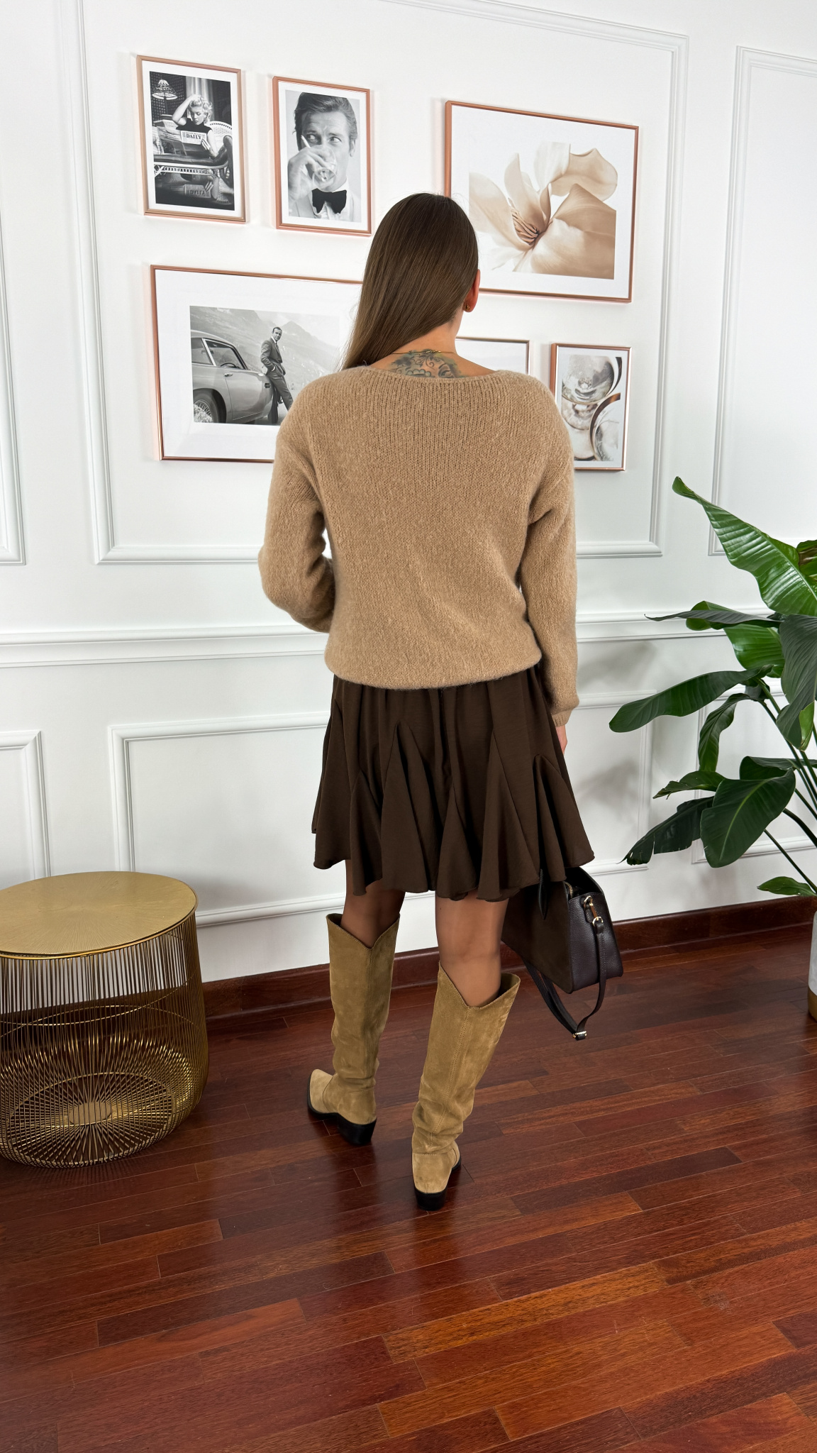 Wełniano-moherowy sweter Viola camel