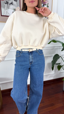 Bawełniana bluza Dolce ecru