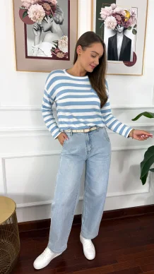 Spodnie balloon fit Helena jasny denim