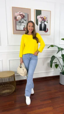 Wiskozowy sweter Daniela żółty