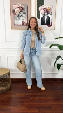 Spodnie wide-leg Janet jasny denim