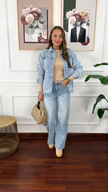 Spodnie wide-leg Janet jasny denim