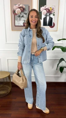 Spodnie wide-leg Janet jasny denim