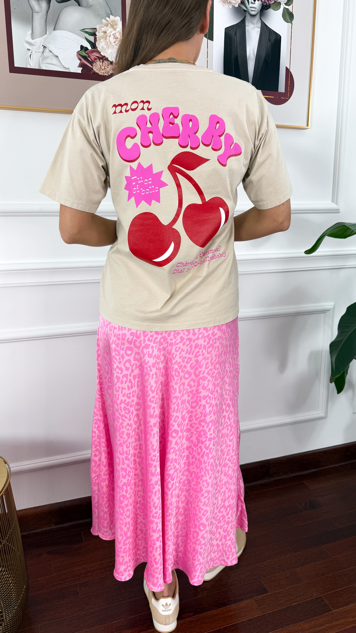 Bawełniany t-shirt Cherry beżowy
