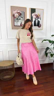 Bawełniany t-shirt Cherry beżowy