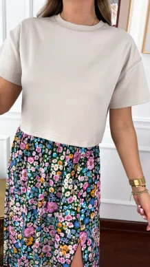 Bawełniany T-shirt Halo cappuccino