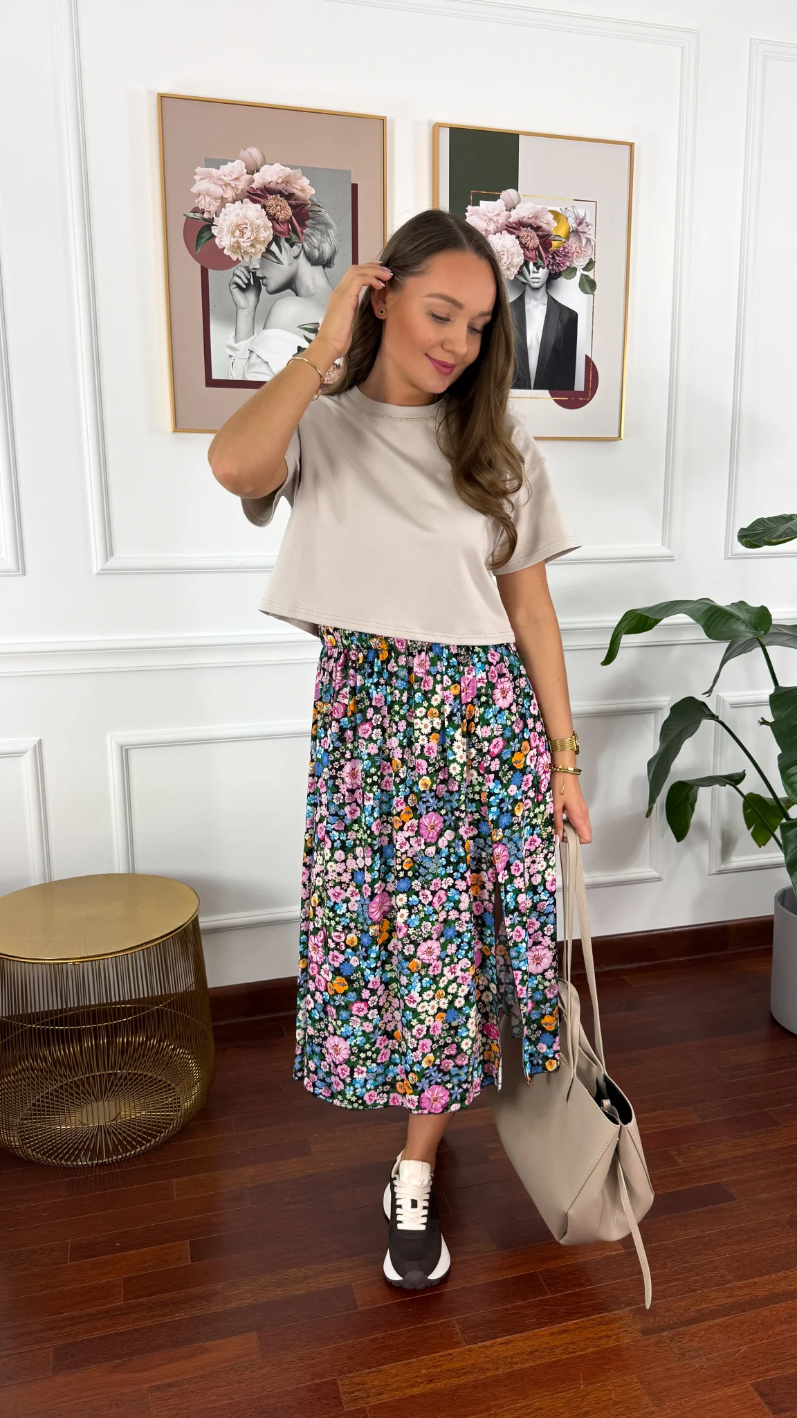 Bawełniany T-shirt Halo cappuccino