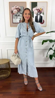 Szmizjerka maxi Arina jasny denim