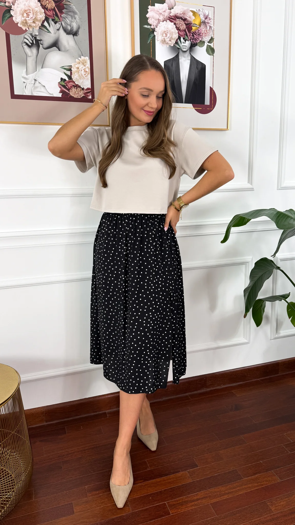 Bawełniany T-shirt Halo cappuccino