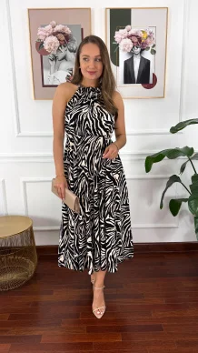 Wiskozowa sukienka maxi Becky zebra
