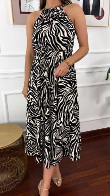 Wiskozowa sukienka maxi Becky zebra