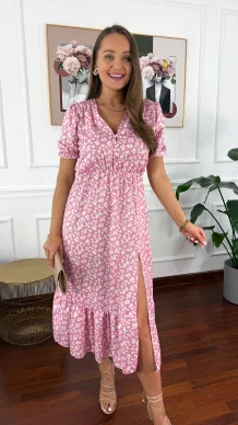 Sukienka midi w kwiatowy print Abby różowa