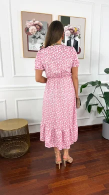 Sukienka midi w kwiatowy print Abby różowa