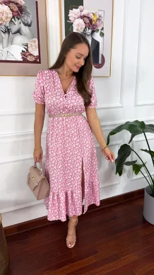 Sukienka midi w kwiatowy print Abby różowa