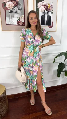 Sukienka midi w kwiatowy print Abby fioletowa flower
