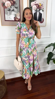 Sukienka midi w kwiatowy print Abby fioletowa flower