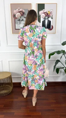 Sukienka midi w kwiatowy print Abby fioletowa flower