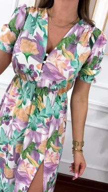Sukienka midi w kwiatowy print Abby fioletowa flower