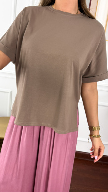 Bawełniany T-shirt Benza cappuccino