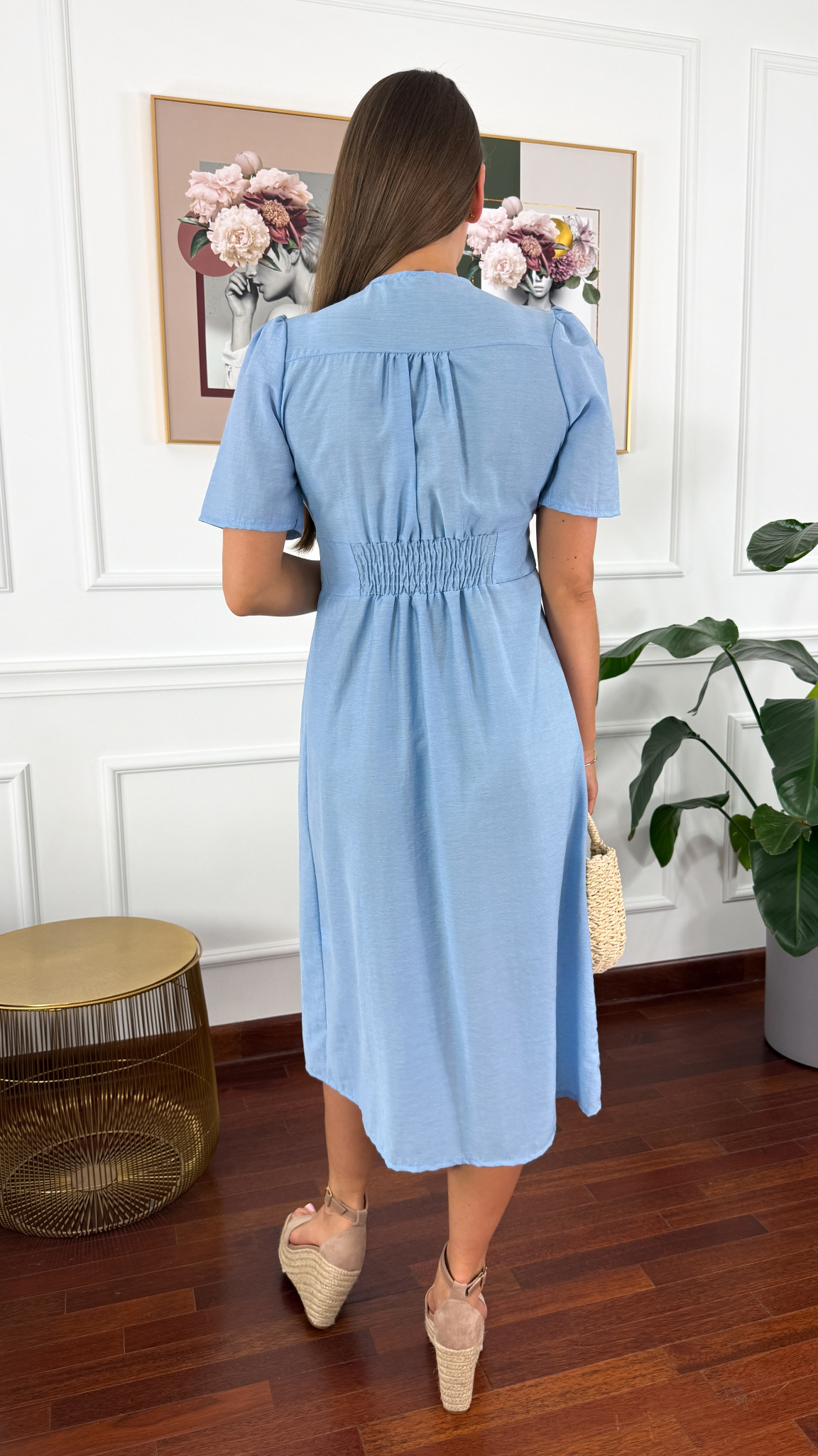 Wiskozowa sukienka midi Elina baby blue