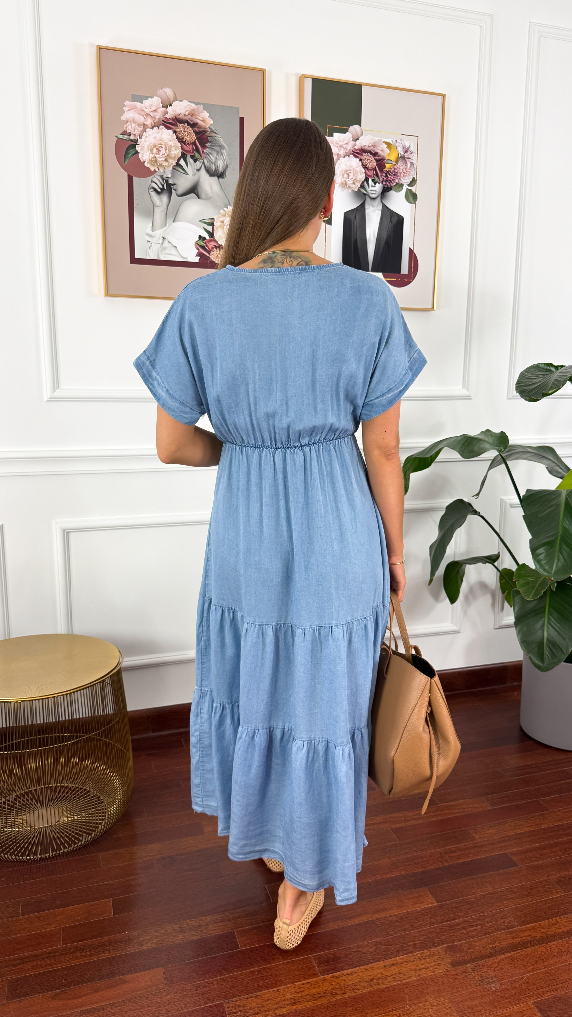 Lyocell'owa sukienka maxi Ritta jasny denim