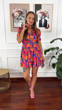 Sukienka w kwiatowy print Abby short multicolor