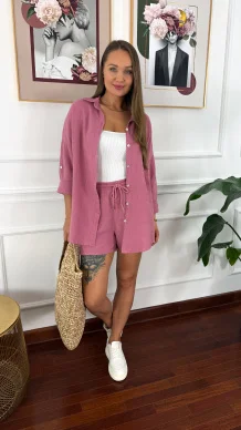 Muślinowy komplet Selena brudny róż