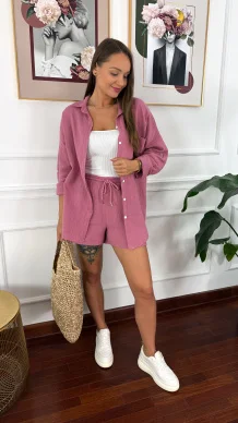 Muślinowy komplet Selena brudny róż