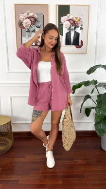 Muślinowy komplet Selena brudny róż