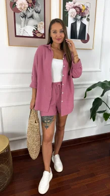Muślinowy komplet Selena brudny róż