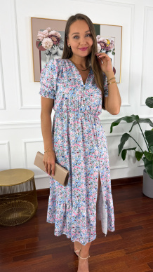Sukienka midi w kwiatowy print Abby błękit-flower