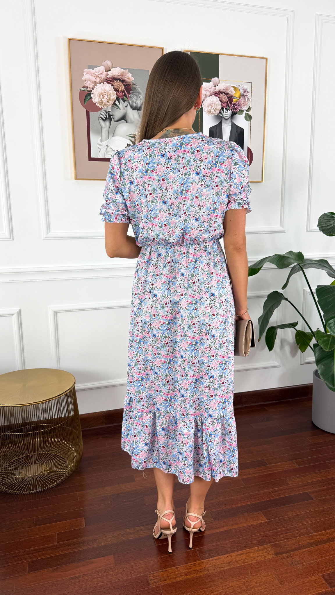 Sukienka midi w kwiatowy print Abby błękit-flower