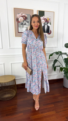 Sukienka midi w kwiatowy print Abby błękit-flower
