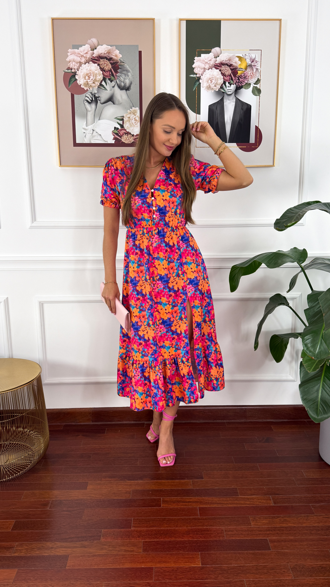 Sukienka midi w kwiatowy print Abby multicolor