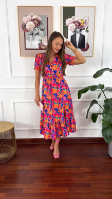Sukienka midi w kwiatowy print Abby multicolor
