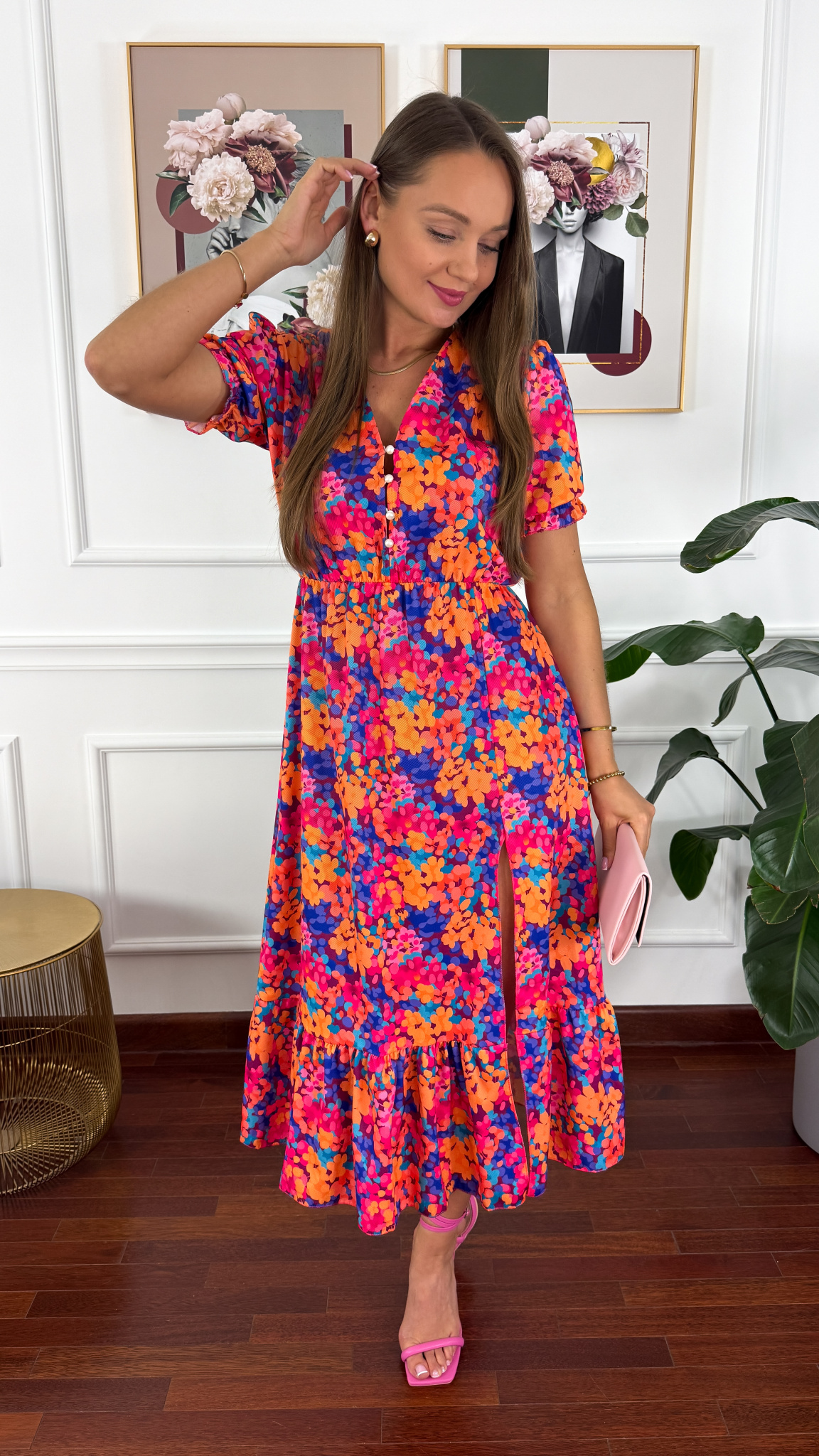 Sukienka midi w kwiatowy print Abby multicolor