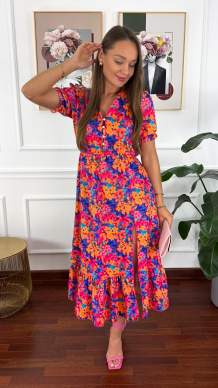 Sukienka midi w kwiatowy print Abby multicolor